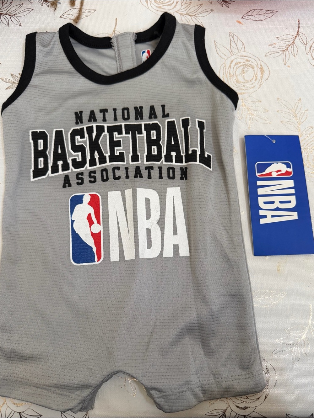 NBA Infant National Basketball Association Jersey Onesie Romper Gray 0-3M NWT